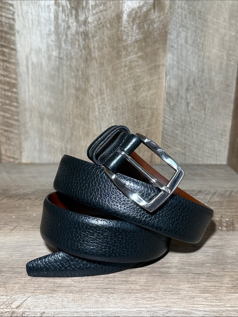 Torino Elit Leather Dress Belt Silver Buckle